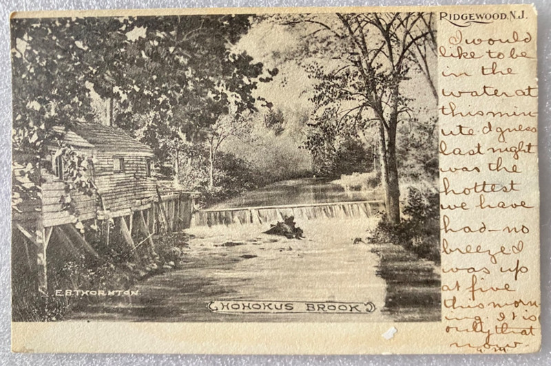 1905 Vintage Ridgewood NJ Post Card Hohokus Brook E. R. Thornton