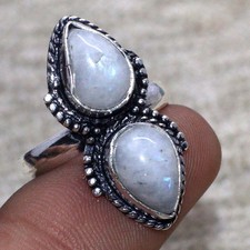 925 Silver Plated Rainbow Moonstone Jewellery Ring Handmade Size Us 8 MJ