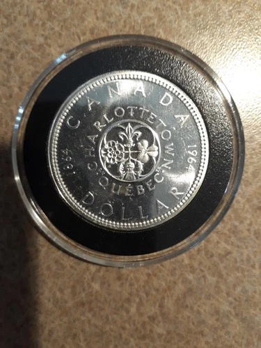 1964 Canada Silver Dollar Charlottetown Quebec Prooflike BU Gem 1864-1964 Anniv.