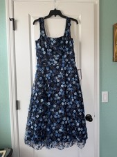 SIZE 8 - BRAND NEW - XSCAPE Women's Printed Square-Neck Sleeveless Dress