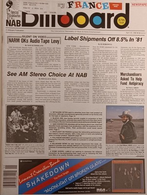 Billboard Magazine April 10 1982 Hank William Jr AM Stereo Radio Top 100 France