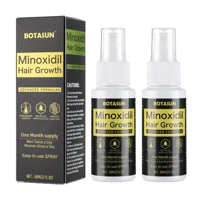 BOTASUN 2Pcs Minoxidil 5% Extra Strength Hair Growth Spray Fast Regrowth Scalp Treatment