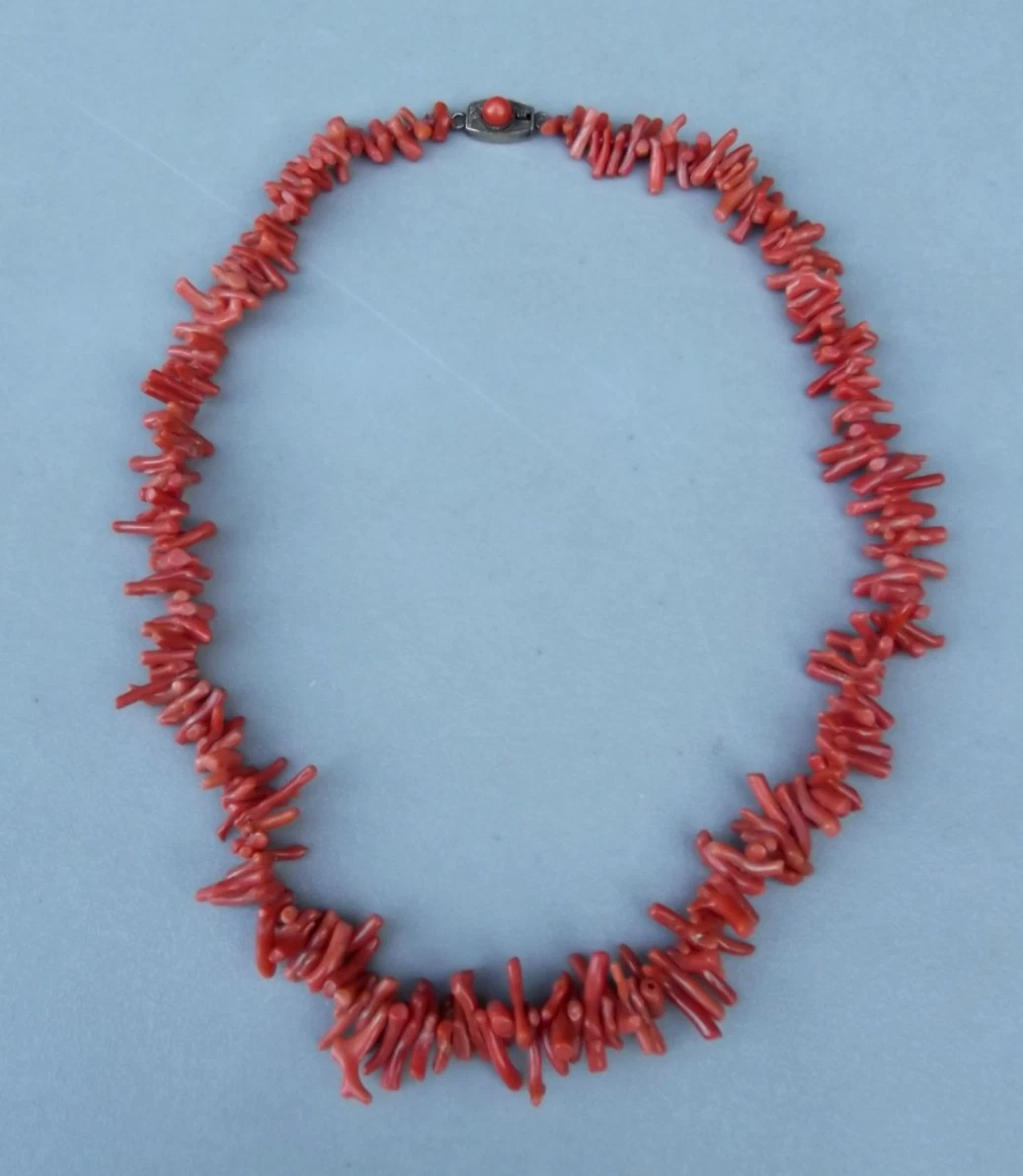 Collier Ras Du Cou Vintage En éponge Corail Rouge - Unisexe