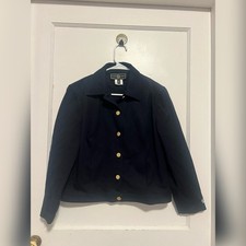 St. John Sport Navy Cotton Rhinestone USA Flag Embroidered Jacket 1495 Size SP