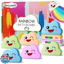Rainbow Bath Bombs Gift Set, Handmade 8 Pcs Bath Bombs for Kids Girls, Kid Bu