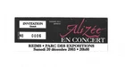 RARE / STUB OF TICKET CONCERT TICKET - ALIZEE: LIVE REIMS 2003 MYLENE FARMER