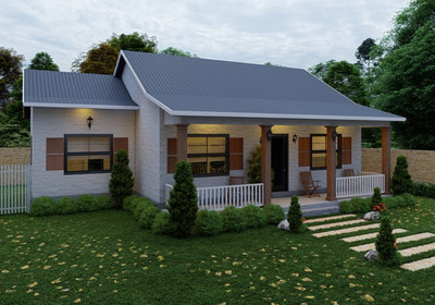 Custom modern cottage house plan 3 Bedroom & 2 Bathroom with  CAD
