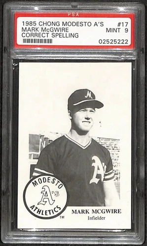 1985 Chong Modesto A’s Mark McGwire Rookie RC #17 PSA 9 Mint Oakland A’s