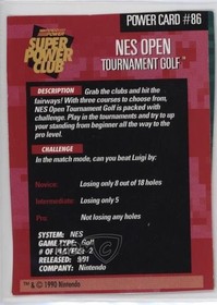1992-95 Nintendo Super Power Club NES Open Tournament Golf #86 0ni9
