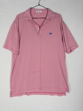 Peter Millar Summer Comfort Polo Shirt Mens L Red Striped Golf Performance