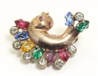 Vintage Sterling Silver Small Glass Rhinestone Fish Brooch Pin Eisenberg?
