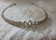Silver-Tone Rhinestone Tiara Headband Small Costume Crown 5"