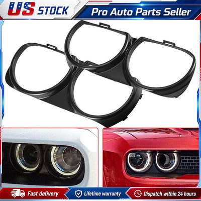 2x Front Lamp Headlight Bezel Trim for 2015-2021 Dodge Challenger Left + Right