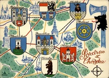 Map Chochova Czech Republic vintage postcard z404