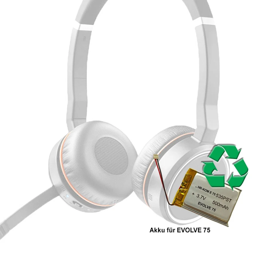 Ersatzakku Evolve Battery Pack Batterie für Evolve 75 Akku für JABRA 500mAh - Bild 2 von 2