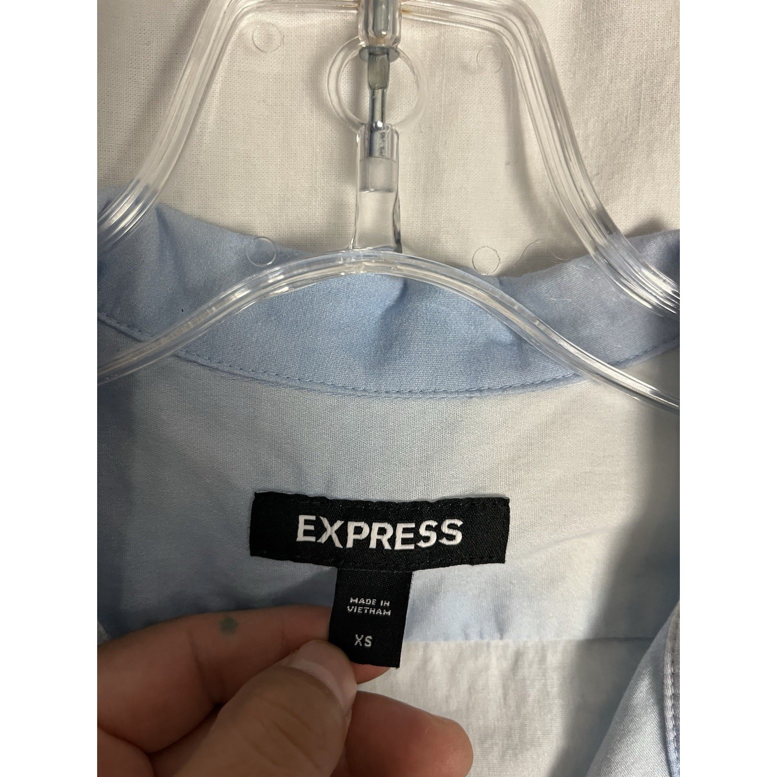 Express Men's Blue Clouds Pattern Button-Up T-Shi… - image 2