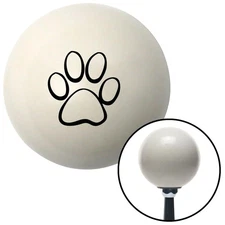 Black Paw Print Outline Ivory Shift Knob w/ M16x1.5 Insert Shifter Auto Manual