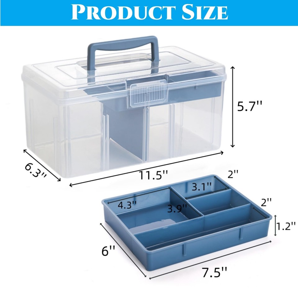 2 Pack Plastic Dividing Storage Box, 2 Layer Multipurpose Craft ...