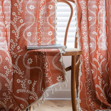 Boho Curtains for Living Room Terracotta Floral Vintage Farmhouse Patterned Curt