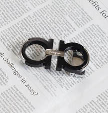 Ferragamo Men's Belt Buckle Black with Silver for 34-35mm leather strap