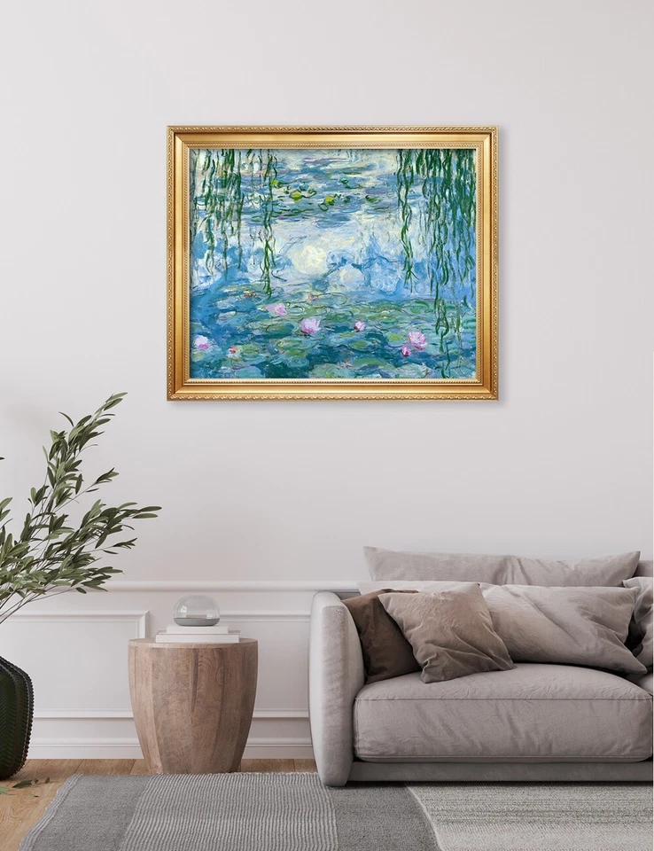 Water Lilies 1916-1919 Claude Monet Solid Wood Framed Canvas Art Print 35" x 29" - Image 4 of 4