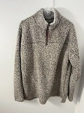 AMERICAN OUTDOOR CO TRUE GRIT frosty tipped brown sherpa pullover jacket L