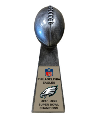 PHILADELPHIA EAGLES 2 TIME SUPER BOWL CHAMPS LOMBARDI STYLE TROPHY 10.25'' TALL