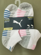 New Puma Womens 6 Pair Cushioned Low Cut Socks.