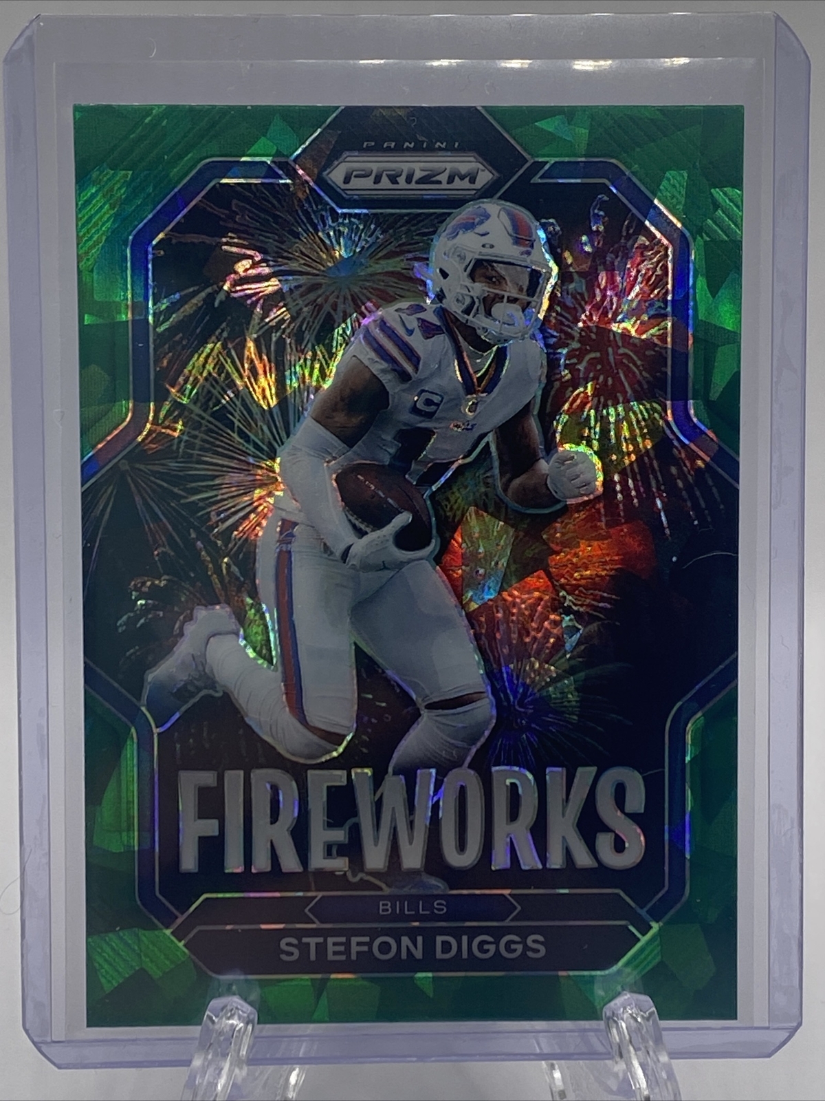 2022 Panini Prizm Football #F-13 STEFON DIGGS Fireworks Green Ice Prizm SP Bills