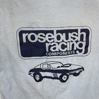 Vintage Rosebush Racing Components Work Shirt Polo Blue Small Stedman Distressed