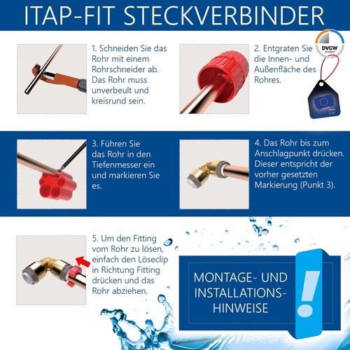ITAP-FIT Messing-Steckverbinder Winkelkupplung für Cu-Rohr - DVGW zugelassen - Bild 4 von 24