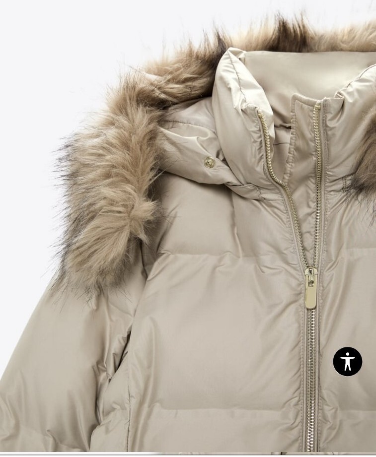 Manteau Matelassé Zara Avec Capuche - Kaki, Taille L, BNWT 2023, Protection Vent/Eau