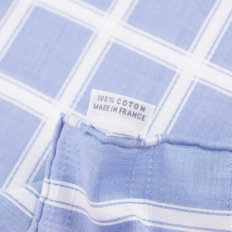 Cuadrado de bolsillo Zilli azul cielo y blanco tejido a cuadros enrollado a mano de algodón Foto 4 de 4