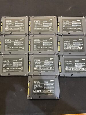 (10) Lot of 10 Samsung 840 EVO 250GB MZ-75E250 SATA III V