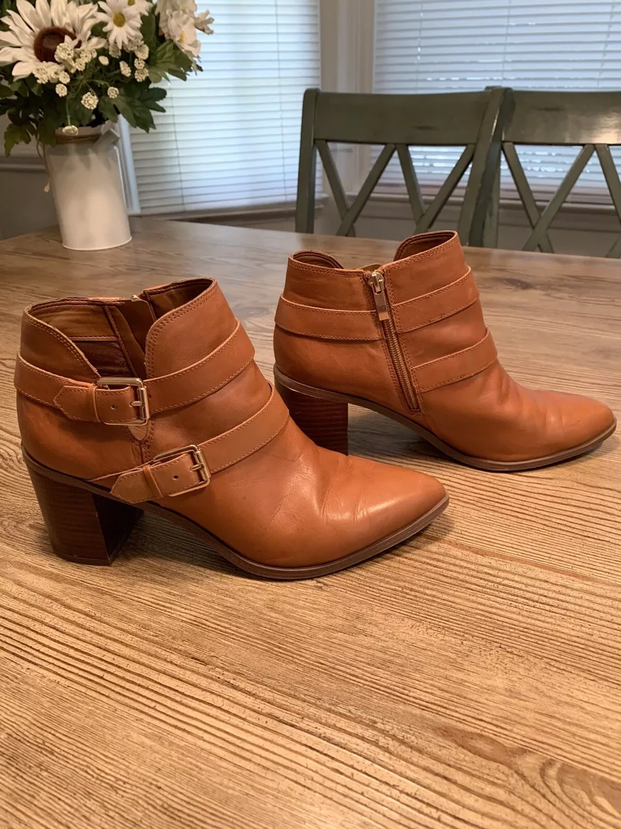 Franco sarto leather top block heel booties