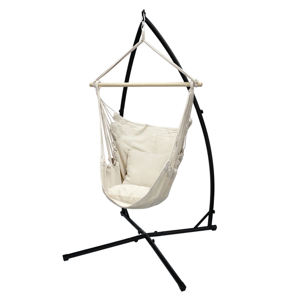 Columpio hamaca silla colgante con soporte crema 120 cm exterior interior jardín
