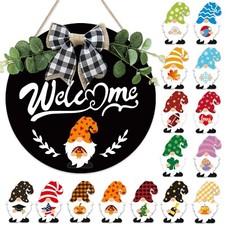 Interchangeable Welcome Sign for Front Door - 12 Inches Seasonal Gnome Decor ...