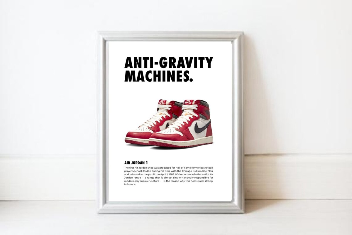 Nike air jordan red Chicago sports prints trainer sneaker décor