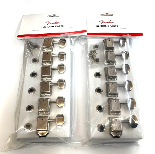 (2 SETS) Genuine Fender Nickel Vintage Tuners for Strat/Tele/Jaguar Guitar