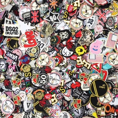 100pcs/lot Sew-on Iron Random Mix on Patches Fashion Embroidered Badge Clothes