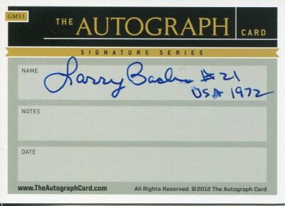 Larry Bader 1972 US Olympic Silver Hockey Team UPenn Signed Autograph Card