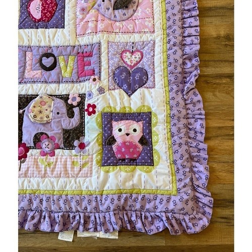 Circo Love N Lilacs Baby Comforter Quilted Ruffled Purple Pink Green Retired HTF - Picture 6 of 13