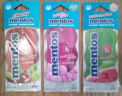 3 NEW MENTOS candy Car Home Air Fresheners CHERRY BUBBLE GUM & WATERMELON
