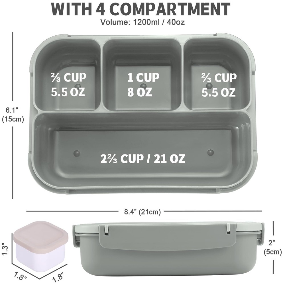 Bento Lunch Box for Adults and Kids with 4 Compartments