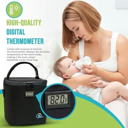 Breastmilk Cooler Bag with Digital Thermometer - Baby Bottle Cooler Bag  with