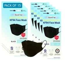 [15pcs] Happy Life , Good Day kf94 Black face mask Adult Size