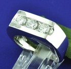 3 Stone 1.12 ct 14k Solid White Gold Mens Natural Diamond Ring 12 grams MADE USA — photo 2