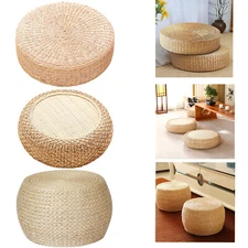 Straw Flat Seat Cushion Handmade Floor Pouf Mat Ottoman Footstool for Tatami 