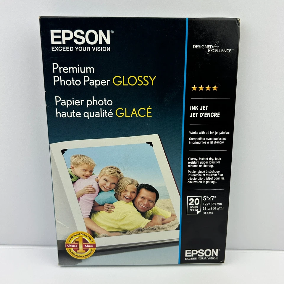 Papel fotográfico Epson Premium brillante sin bordes 5" x 7" 2 paquetes 40 hojas selladas Foto 3 de 4