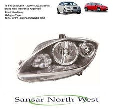 For Seat Leon - Passenger Side Front Halogen Headlamp Headlight  N/S LEFT 09>12